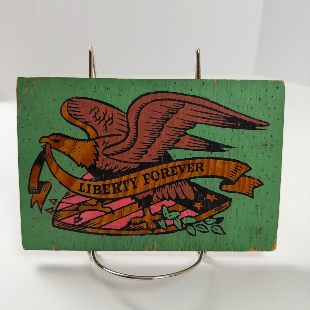Rustic Americana Liberty‎ Forever Eagle Wood Plaque Patriotic Folk Art